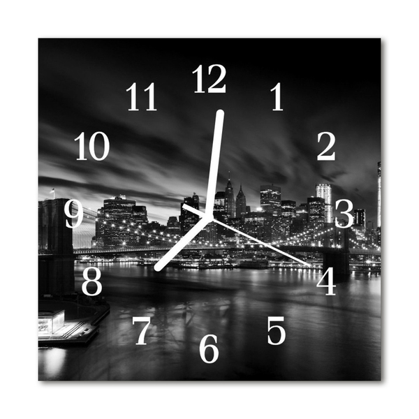 Glass Wall Clock City City Black