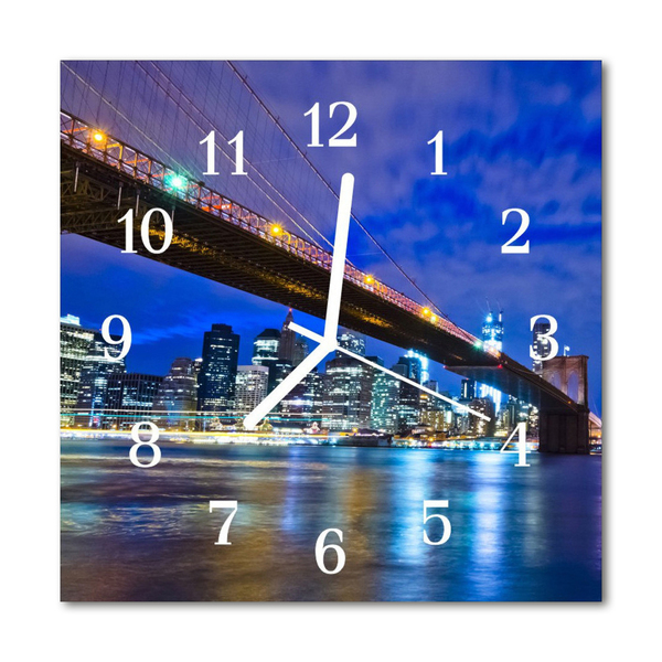 Glass Wall Clock Bridge Architecture Blue