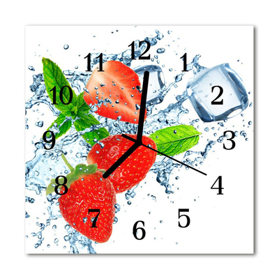 Glass Wall Clock Strawberries fruit red