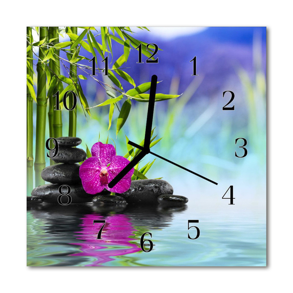 Glass Wall Clock Orchid spa flowers spa multi-coloured