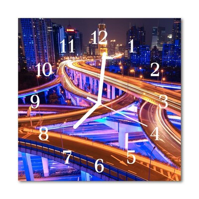 Glass Wall Clock Overpass Overpass Multi-Coloured