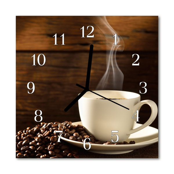 Glass Wall Clock Coffee Food and Drinks Brown