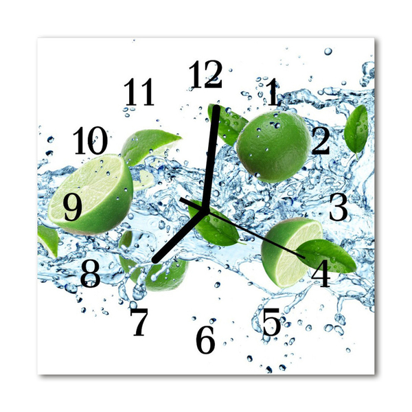 Glass Wall Clock Lime fruit green