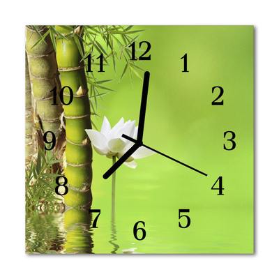 Glass Wall Clock Bamboo bamboo green