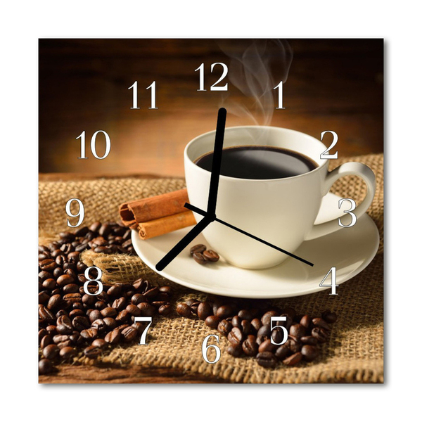 Glass Wall Clock Coffee Food and Drinks Brown