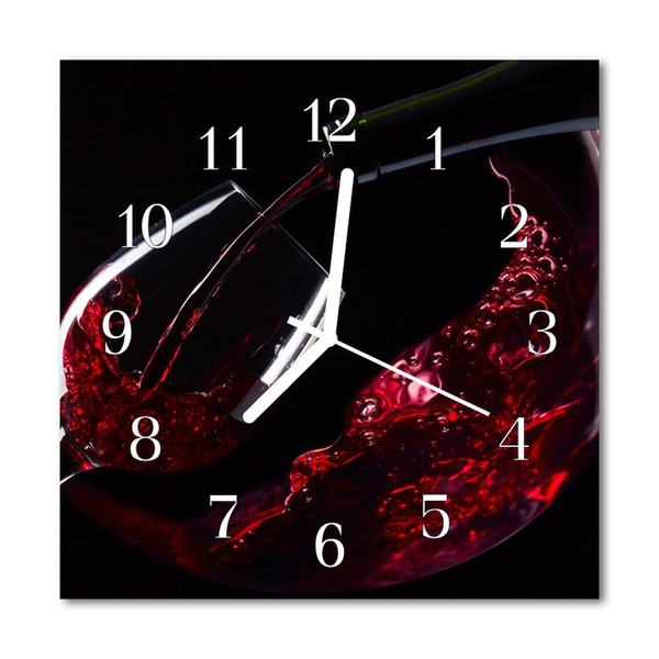 Glass Wall Clock Wine Food and Drinks Red