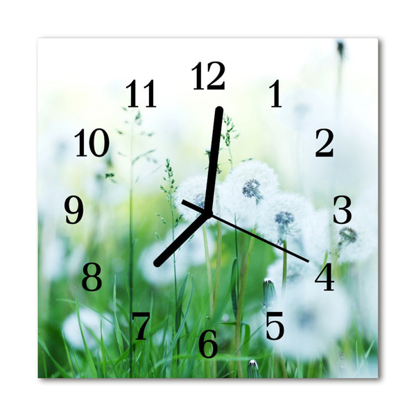 Glass Wall Clock Meadow landscape green