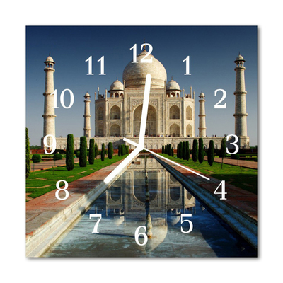 Glass Wall Clock Taj Mahal Architecture Multi-Coloured