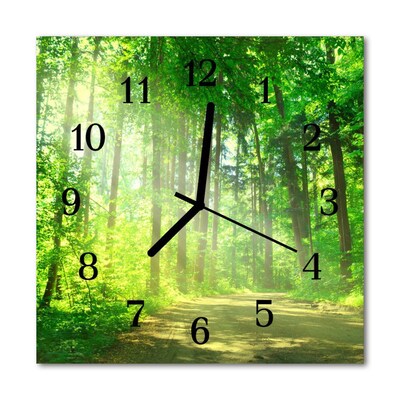 Glass Wall Clock Forest nature wlad nature green