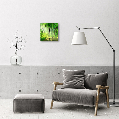 Glass Wall Clock Forest nature wlad nature green