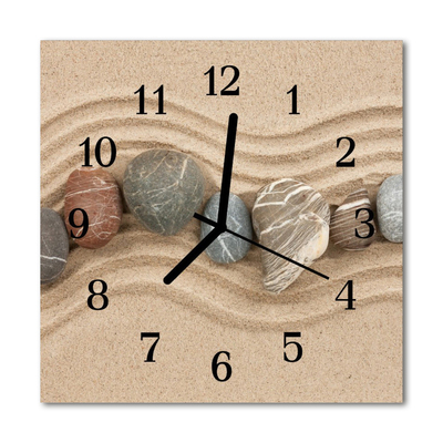 Glass Wall Clock Stones sand stones sand brown