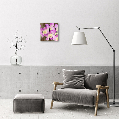 Glass Wall Clock Flowers flowers purple