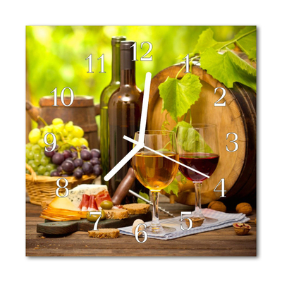 Glass Wall Clock Wine Grapes Food and Drinks Grapes Multi-Coloured