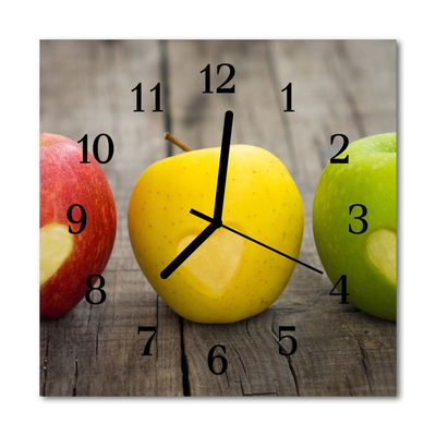 Glass Wall Clock Apples fruit multi-coloured