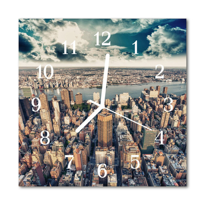 Glass Wall Clock New York Towns Multi-Coloured