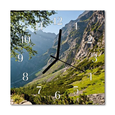 Glass Wall Clock Mountains Mountains Green