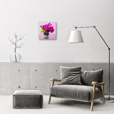 Glass Wall Clock Orchid Flowers Pink