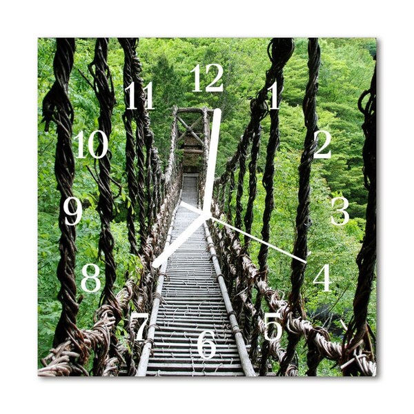 Glass Wall Clock Suspension Bridge Architecture Brown