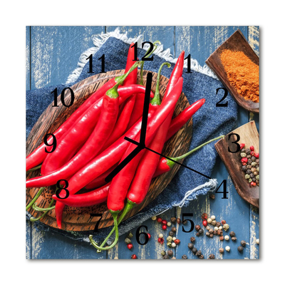 Glass Wall Clock Chilli pepper chilli pepper red