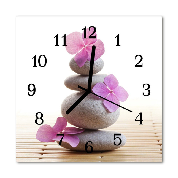 Glass Wall Clock Stones spa stones spa grey