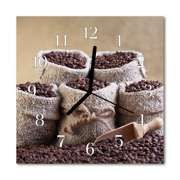 Glass Wall Clock Coffee Beans Food and Drinks Brown