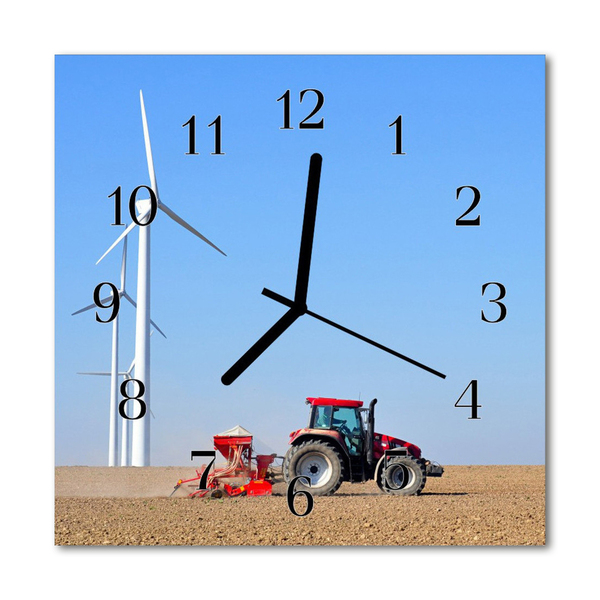 Glass Wall Clock Tractor field tractor field multi-coloured