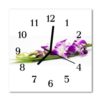 Glass Wall Clock Flowers flowers purple