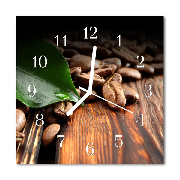 Glass Wall Clock Coffee Beans Food and Drinks Brown