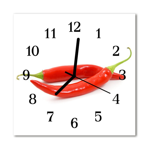 Glass Wall Clock Chili pepper chili red