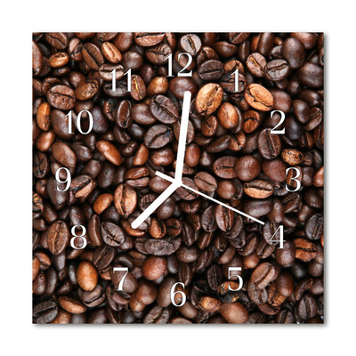 Glass Wall Clock Coffee Beans Food and Drinks Brown