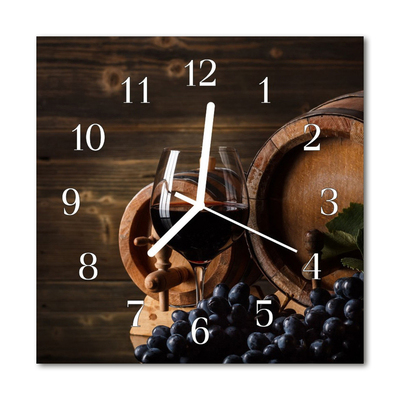 Glass Wall Clock Wine Barrel Food and Drinks Brown