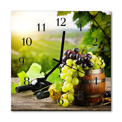 Glass Wall Clock Grapes wine food and drinks multi-coloured