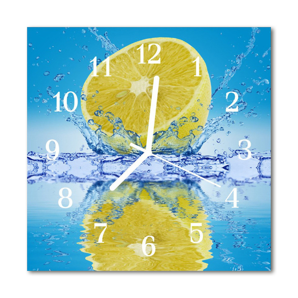 Glass Wall Clock Lemon Fruit Yellow