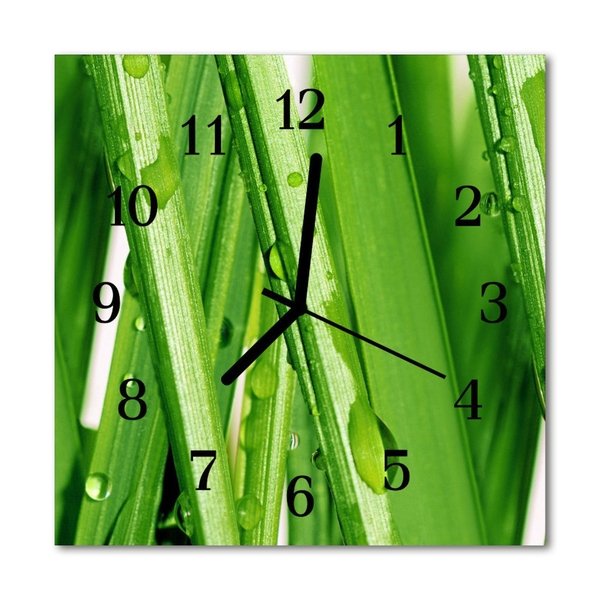 Glass Wall Clock Grass dew grass dew green