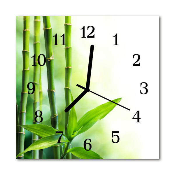 Glass Wall Clock Bamboo bamboo green