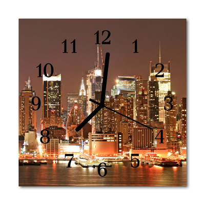 Glass Wall Clock Skyline beverages multi-coloured