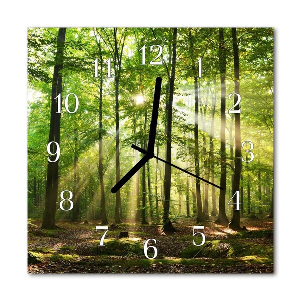 Glass Wall Clock Forest Nature Forest Nature Green