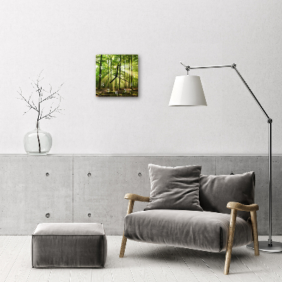 Glass Wall Clock Forest Nature Forest Nature Green