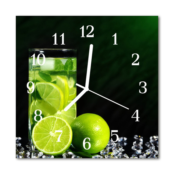 Glass Wall Clock Lime Fruit Green