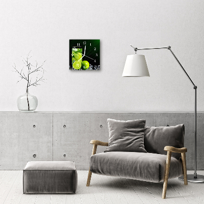 Glass Wall Clock Lime Fruit Green