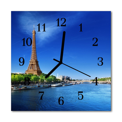 Glass Wall Clock Paris sky cities sky blue