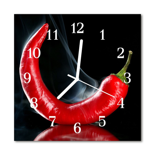 Glass Wall Clock Chili Pepper Chili Pepper Red