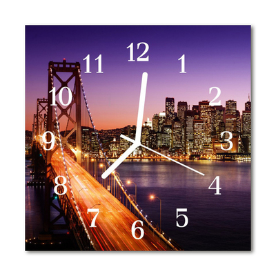 Glass Wall Clock Bridge City Architecture City Multi-Coloured