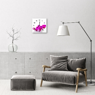 Glass Wall Clock Orchid flowers pink