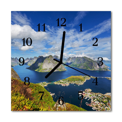 Glass Wall Clock Mountains mountains blue