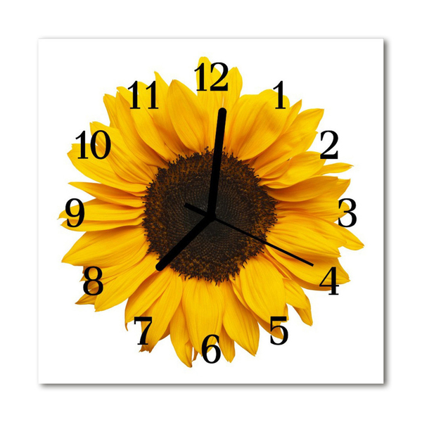 Glass Wall Clock Sunflower nature yellow