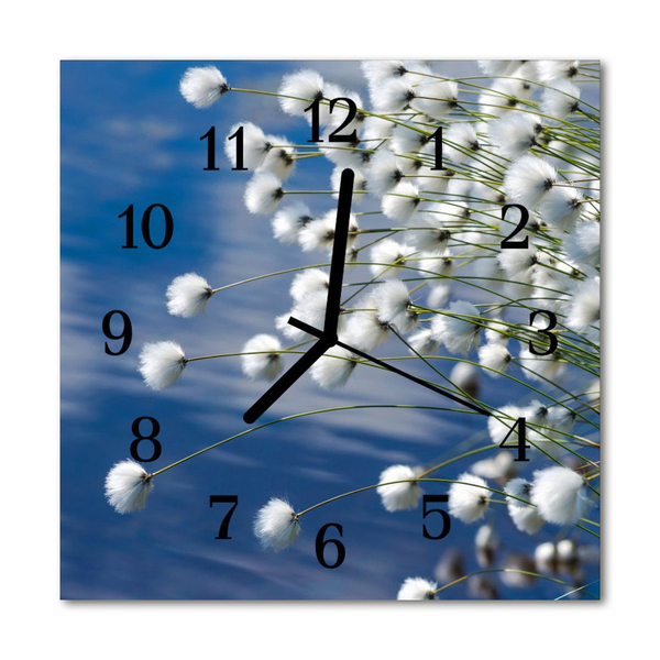 Glass Wall Clock Cotton cotton white