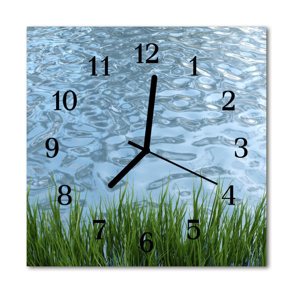 Glass Wall Clock Grass water grass water blue