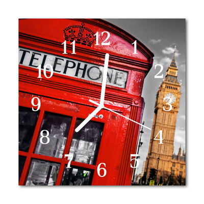 Glass Wall Clock London Beverages Red