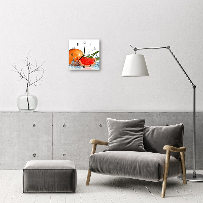 Glass Wall Clock Grapefruit fruit orange